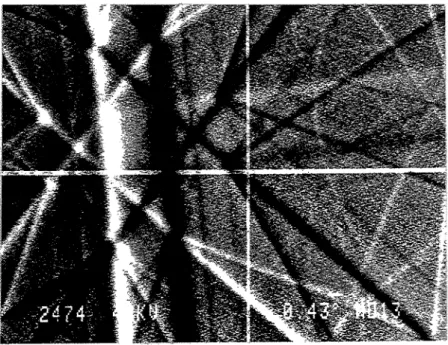 Figure 11.8 : Image ECP ; orientation d'un grain proche de cube. Faisceau d'électrons ....- - Pièces Polaires Détecteur standard d'électrons rétrodiffusés Echantillon
