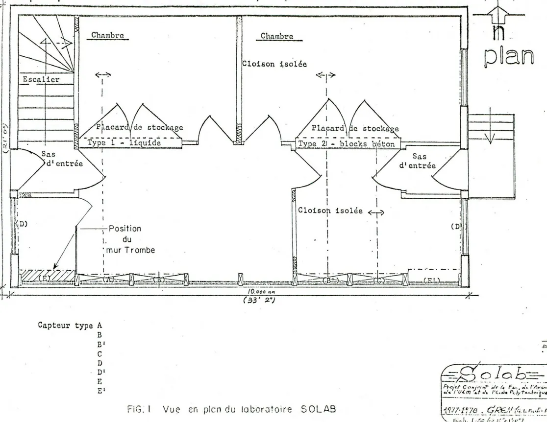 FiG. I Vue en plcn du laboratoire SOLAS W7*/?7&lt;3 . £/&amp;*/6. Ci r„JT. «/Wj, 