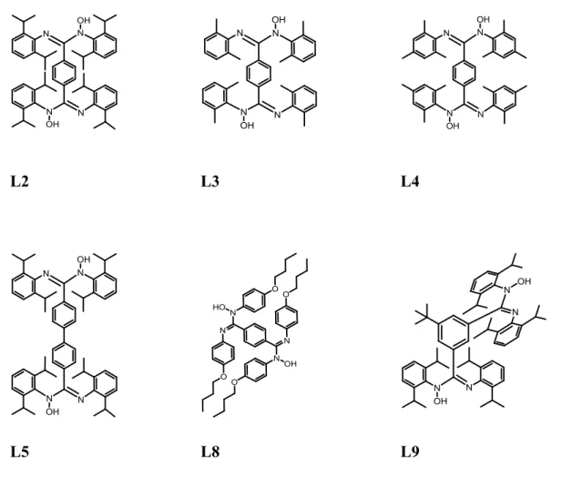 Figure 2.9 – Structures des bis-amox préparées par N-oxydation de l’amidine correspondante  Les  rendements  obtenus  lors  de  ces 