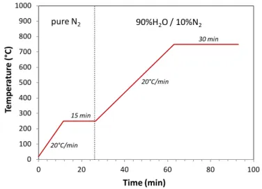 Figure II-5: Temperature profile for the pyro-gasification of poplar wood chips in the fluidized bed 