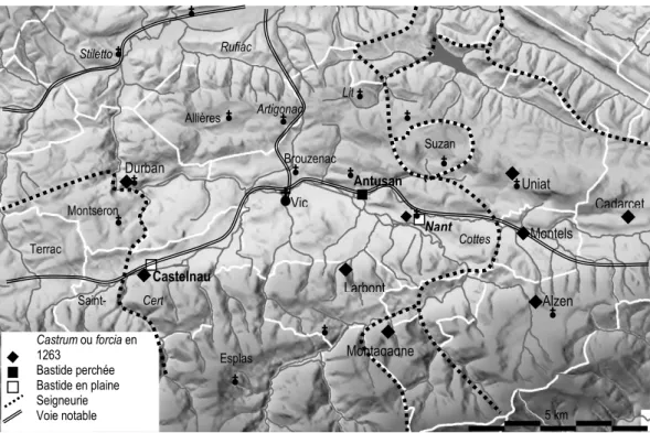 Figure 2 : Autour d'Antusan, de Nant et de Castelnau