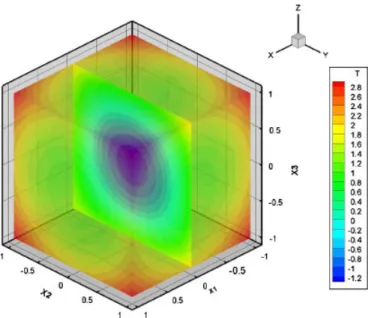 Figure 13. Solution obtained by the proposed technique for the problem with non-homogeneous boundary conditions in three dimensions