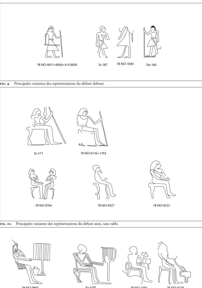 fig. 9.  Principales variantes des représentations du défunt debout.
