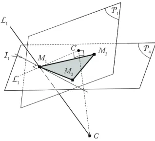 Fig. 9. Projection of the line L i into the plane P 4 (C ∗ is the projection of C into P 4 ).
