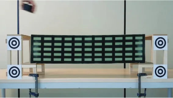Figure 8: Geometry of the foam beam under self-weight load. This image was taken as the reference conﬁguration of the beam