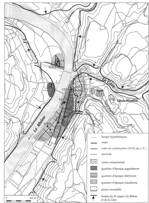 Fig. 31  - Vienne au cours du deuxième quart du Ier s.  après J.-C.  (DAO C. Marcellin, AFAN)