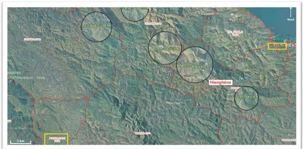 Figure 4 : Carte des terrains de la commune de Hienghène par bassins versants (Source : Georep 11 , Coulange,  Pouembout, 2020) 