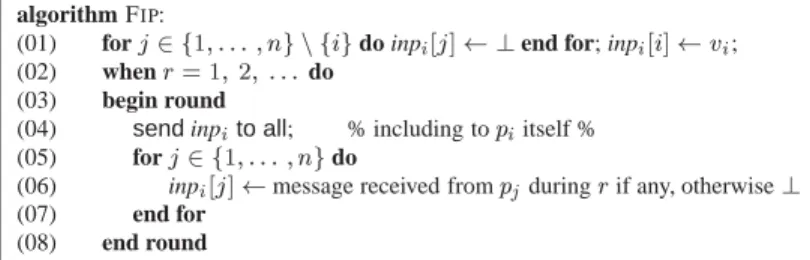 Figure 2: The full-information algorithm F IP (code for p i )