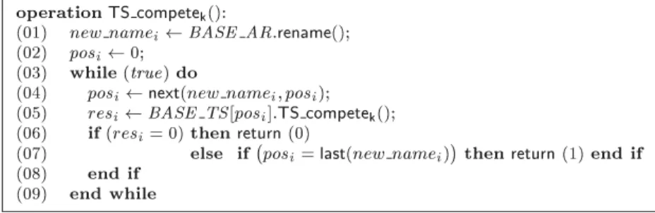 Figure 2: From ( k + 1 k )-TS objects to an ( nk )-TS object (code for p i )