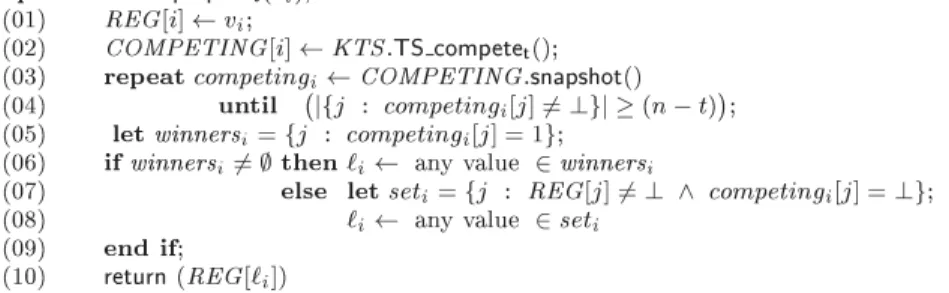 Figure 4: From an ( nt )-TS object to an ( nt )-SA object (code for p i ) agreement property).