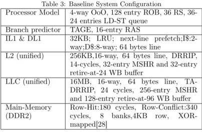 Table 3: Baseline System Configuration