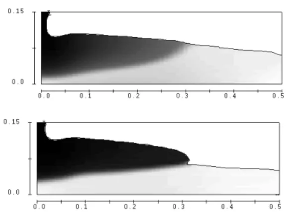 Figure 4. Sheared and resting zone when SCC is cast from the top of the formwork. In the black zone, the shear rate  is greater than 0.1s -1  (from REF)