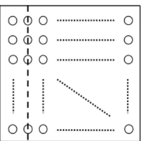 Figure 6. Schematic representation of a material as a square of edge R. The circles of radius r in within represent n 2 uniformly distributed voids.