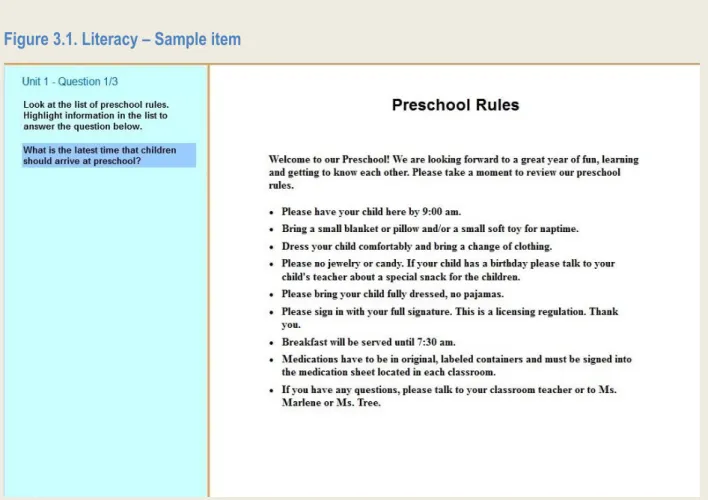 Figure 3.1. Literacy – Sample item 