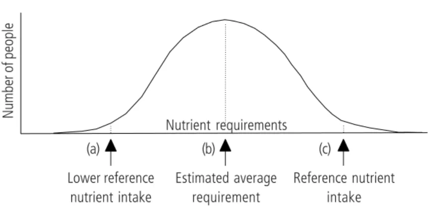 Fig. 10. Relationship between various reference values for nutritional requirements