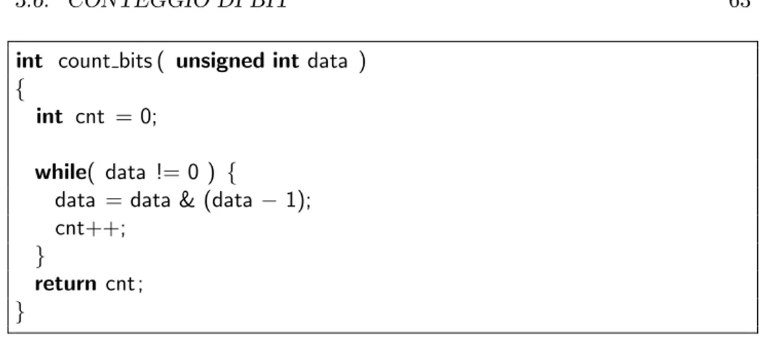 Figura 3.6: Conteggio di Bit: Metodo Uno