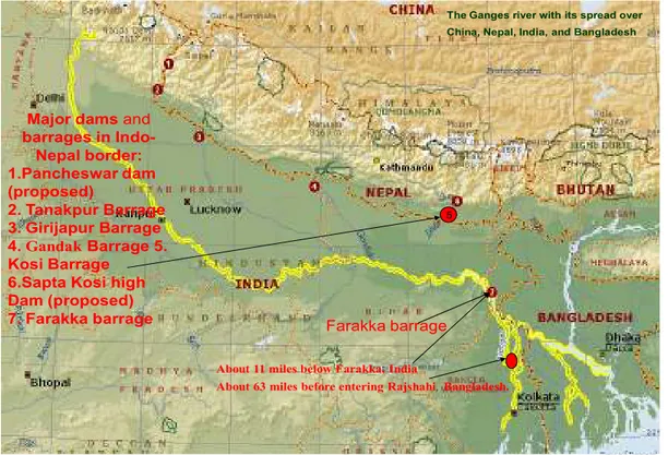 Figure 1. 1: The natural Ganges River flow from the Himalayan plateau to the  Bay of Bengal