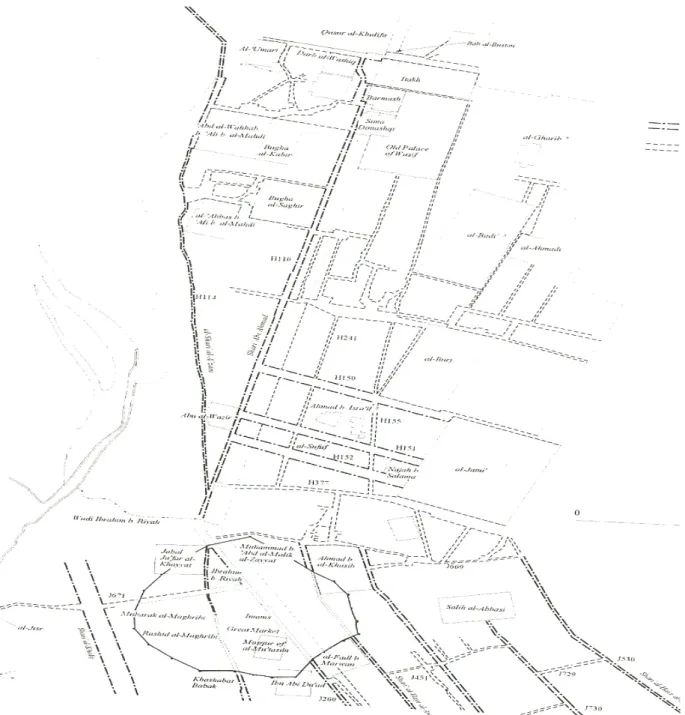 Fig. 5 I viali principali e il centro della città Fonte: Northedge, 2005, pp. 108.