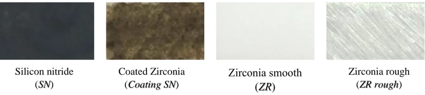 Figure 2.5: Surface images of the samples used for this work. 