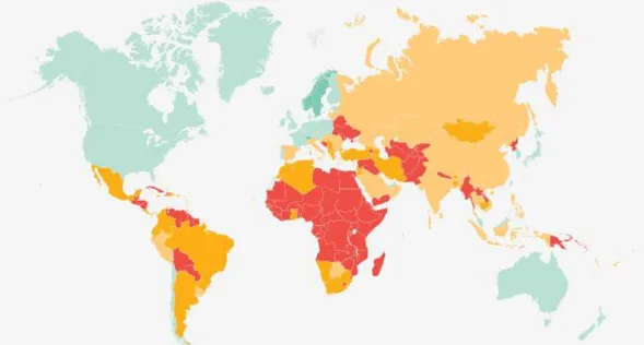 Figure 2.36 – Country risk in World countries   Source: Marsh and BMI 2017 Political Risk Map   