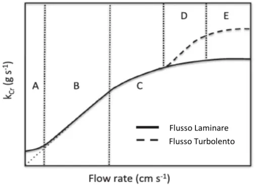 Figura 23 - Grafico dell’andamento del rate evaporazione in funzione del flusso di gas