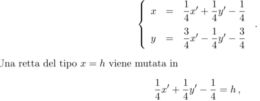 Figura 6 Elementi uniti per l’affinità dell’esempio 7 : A e A 0 , B e B 0 sono punti corrispondenti, P è punto unito