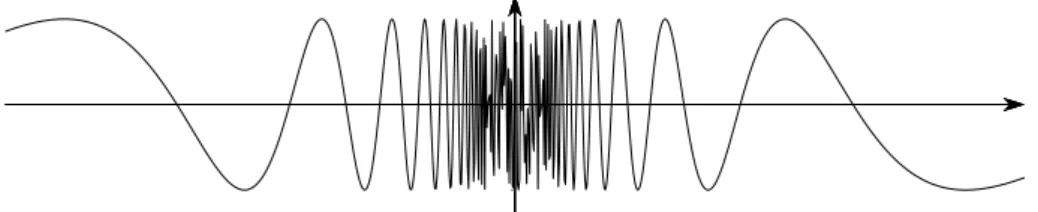 Figura 1.13 Grafico di f (x) = sin 1 / x , con un ulteriore zoom sull’asse delle x