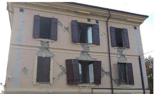 Fig. 30 Diagonal shear cracks due to earthquake Central Italy- Amatrice 2016. 
