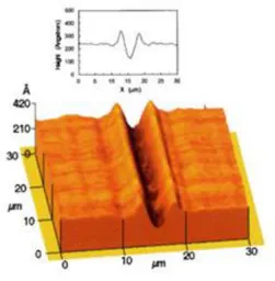 Figure 1.10 Surface deformation induced by a one-dimensional Gaussian beam. (Reprinted from Applied Physics 