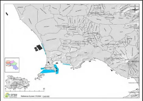 Fig. I.4 Mussels farms distribution in Campania (ORSA, 2015). 