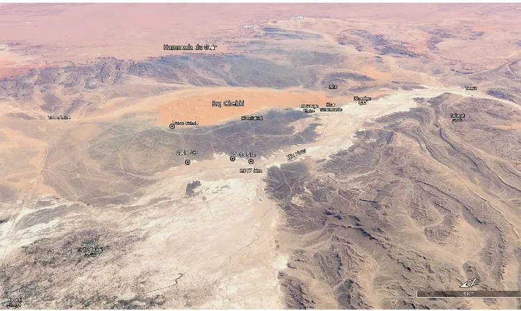 Fig. 10 The field campaign sites in the Tafilalt region (Morocco). (source: Google Earth) 