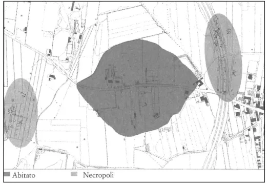 Figura 5 Calatia. Estensione dell'abitato e aree delle necropoli (da Cerchiai 2010b )