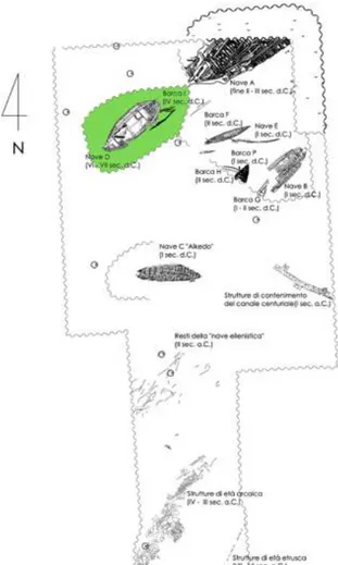 Figura 14. Pianta schematica del sito archeologico e posizionamento dell'Area 5.