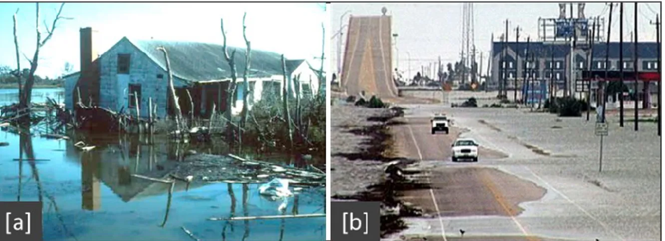 Figure  1.3  –  Storm  impact  in  some  urbanised  USA  coastal  areas:  Houston  (a)  Galveston  Baytown;  (b) 