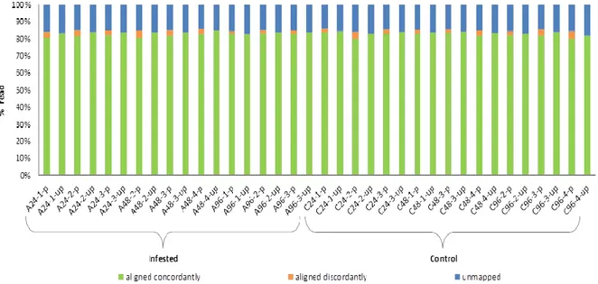 Figure  3.1.  Summary  of  read-to-reference  alignment  results.  De  novo  C.  pepo  transcriptome  was 