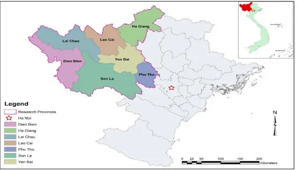 Figure 4.7. Research provinces in the NMR of Viet Nam  4.3. Data sources 