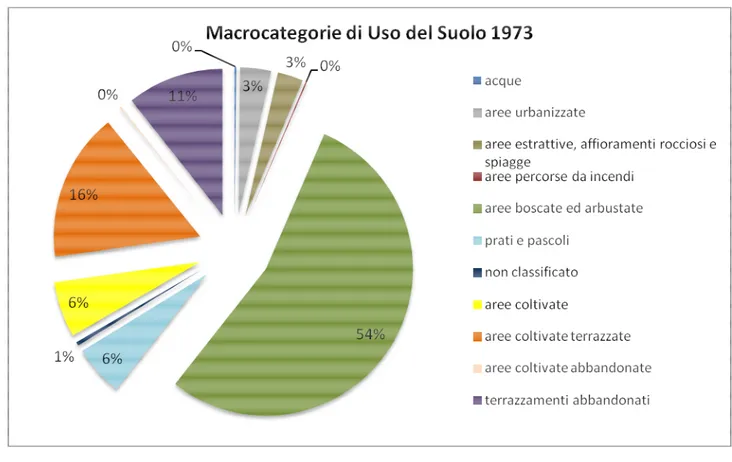 Figura 32: Grafico a torta delle macrocategorie di uso del suolo presenti nel 1973 