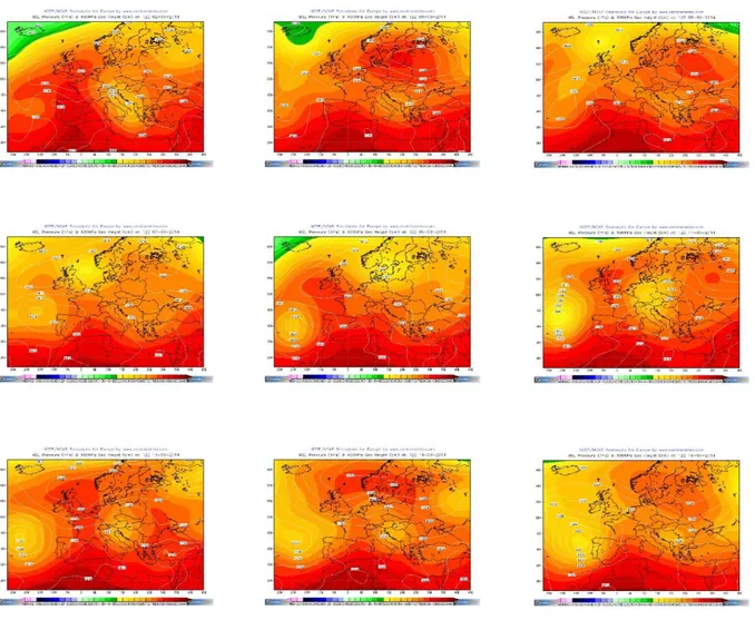 Figura 2.10: carte bariche relative alla prima metà di Settembre 2014 da centrometeo.com