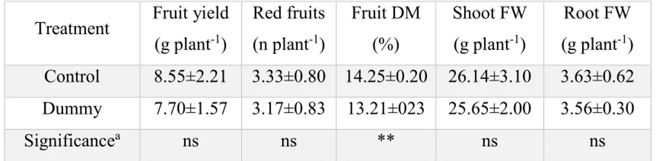 Table 10. Growth analysis and productivity of tomato plants grown in greenhouse prototypes 