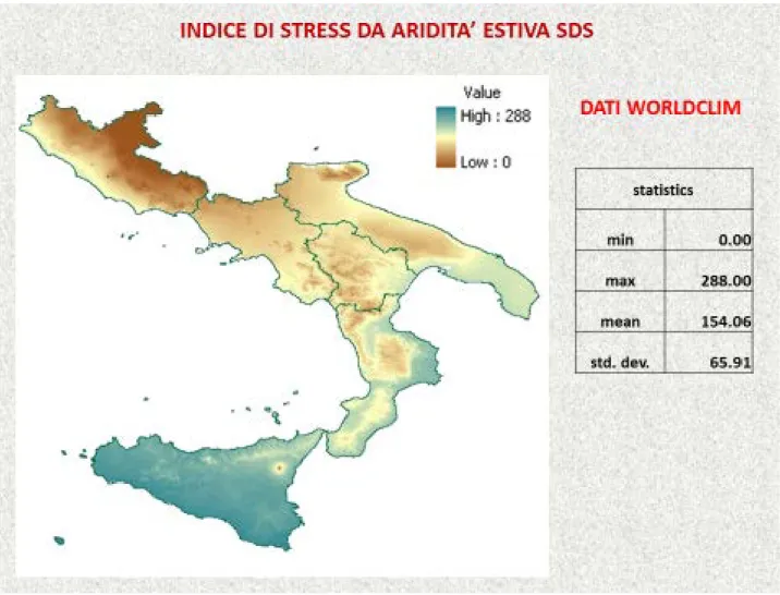 Fig. 3.4 Indice di Mitrakos SDS dati rete WorldClim 