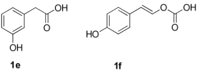 Figure 2.2 Acid phenols with a substituent in the meta-position 1e and a unsaturated bonds along 