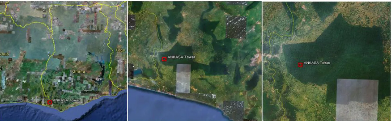 Figure  1.6.  Aerial images of the Ankasa forest reserve. The red square indicate the EC measurement tower