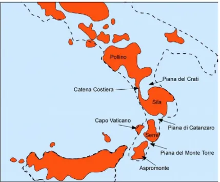 Figura 1-2: Ricostruzione dell’Italia meridionale nelle fasi interglaciali  