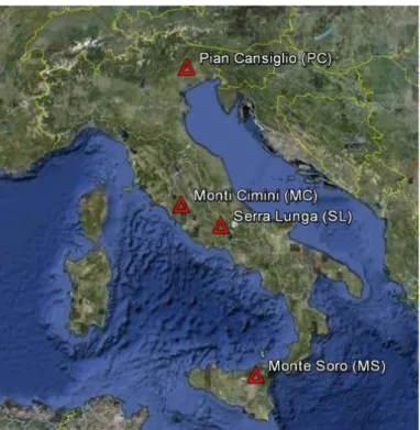 Fig. 3.1.1: Map showing the location of the 4 sites  sampled  in  this  study.  Image  created  using  Google  Earth  2011  Tele  Atlas,  2011  Europa  Technologies, US Dept of State Geographer, 2011  Google