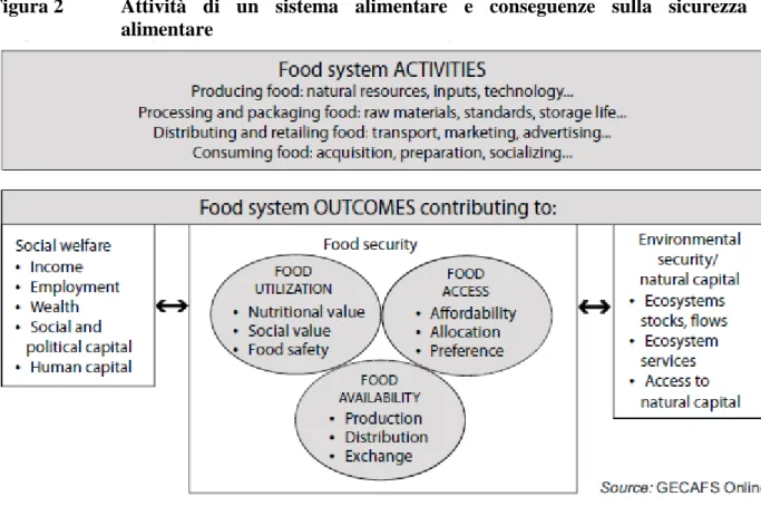 Figura 2  Attività  di  un  sistema  alimentare  e  conseguenze  sulla  sicurezza  alimentare 