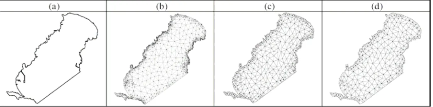Fig. 1.1-Generazione di mesh ad elementi finiti con differenti livelli di risoluzione sulle linee di boundary e con 