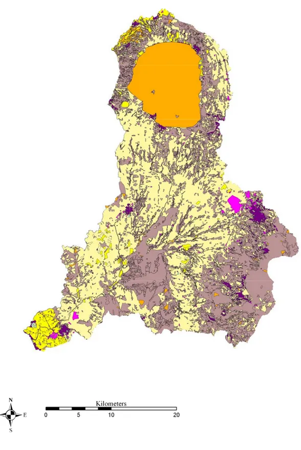 Fig. n° 4.4 Land cover types in the study area according to Regional Soil Map (2005) based on Corine (IV°   level)