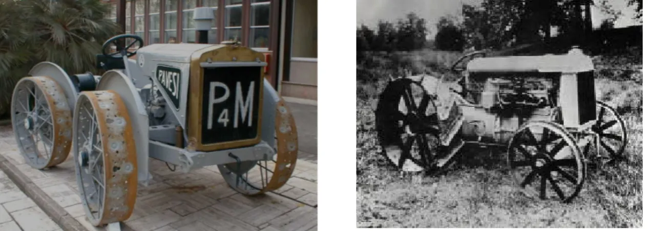 Figura I.1 - A sinistra il Pavesi Tolotti P4M in un esemplare presente presso l'ISMA e il Fordson del  1917 sulla destra