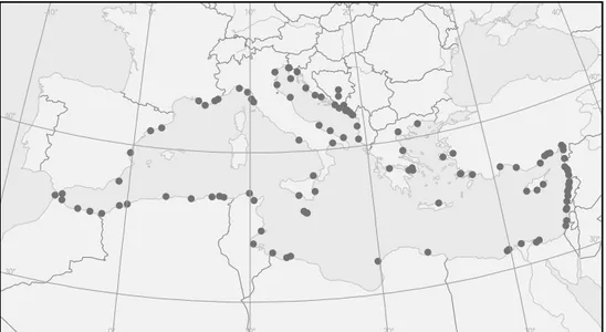 Fig. 4-3: Aree critiche con problemi di inquinamento lungo la costa mediterranea (dati HCMR) 