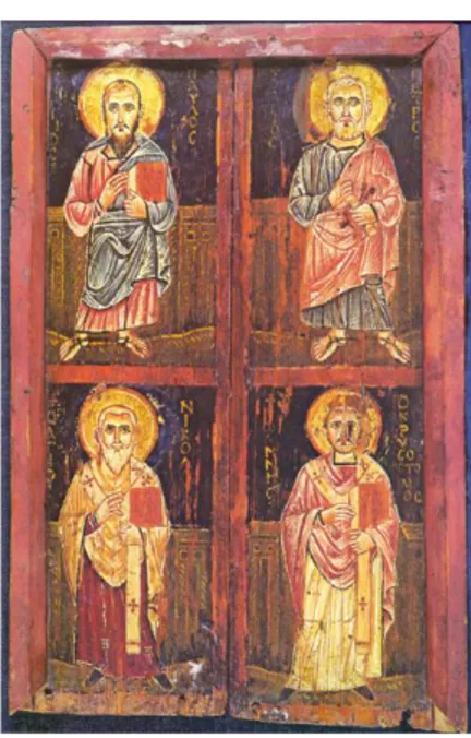 Fig.  33, Ala di trittico con divinità pagane, Berlino,                        Fig. 34, Monastero di Santa Caterina sul Monte Sinai,  Staatliche Museen, Ägyptisches Museum,                                         SS
